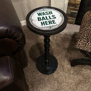 Golf Novelty Accent Drink Table with 'Wash Balls Here' Top